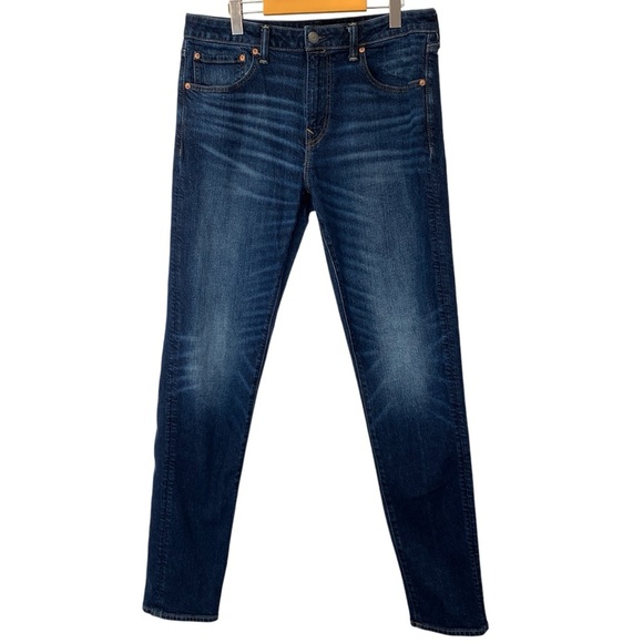 American Eagle Jeans Mens 34x33 Blue Dark Wash Athletic Fit - Picture 1 of 8